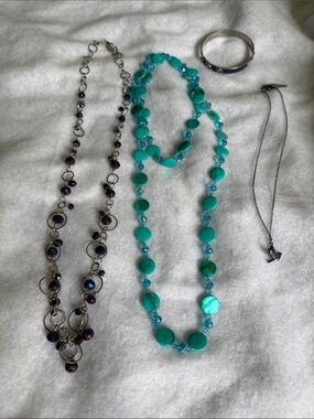 3 Turquoise Beaded Statement Necklace and 1 Bracelet
